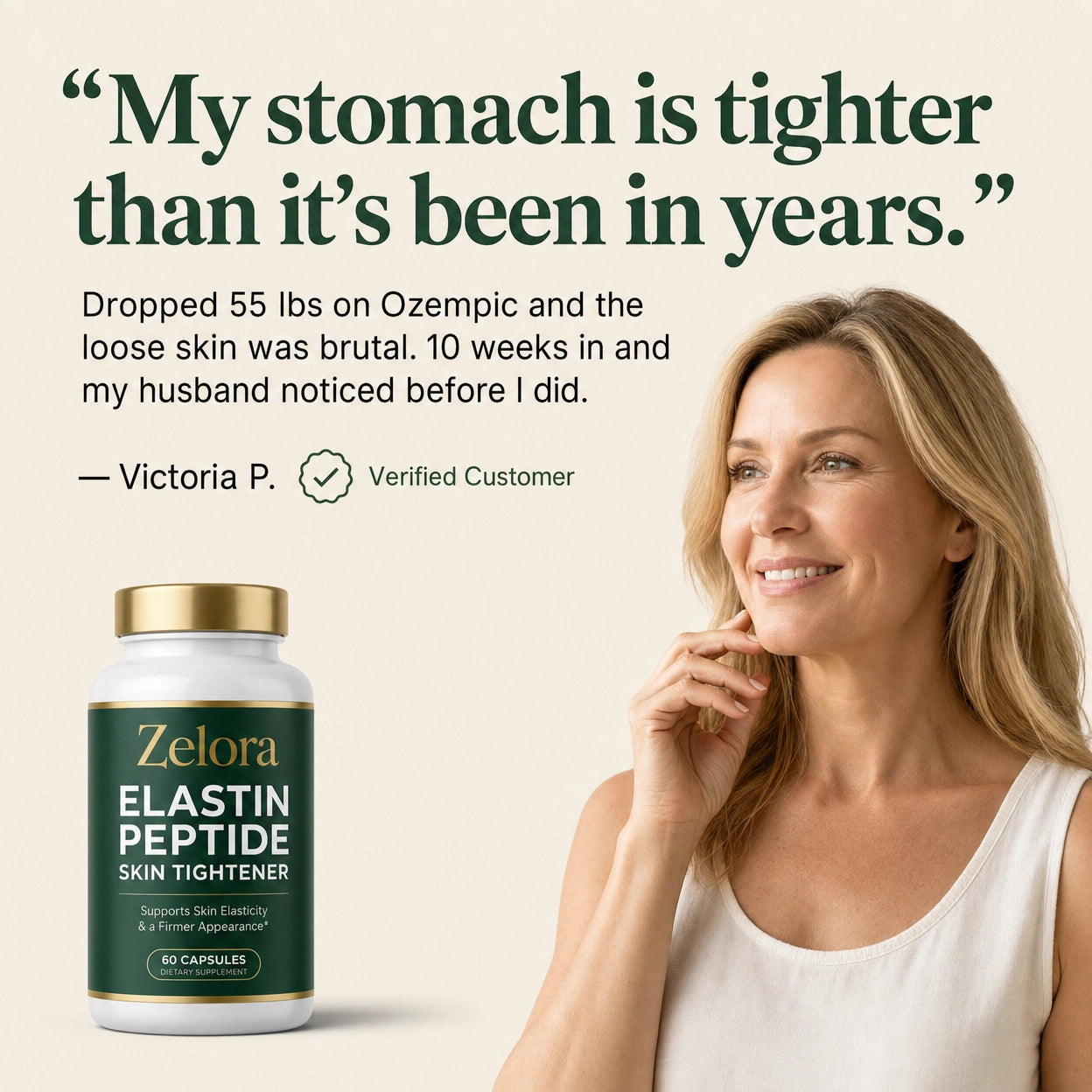 Elastin Peptide Skin Tightening Formula by Zelora