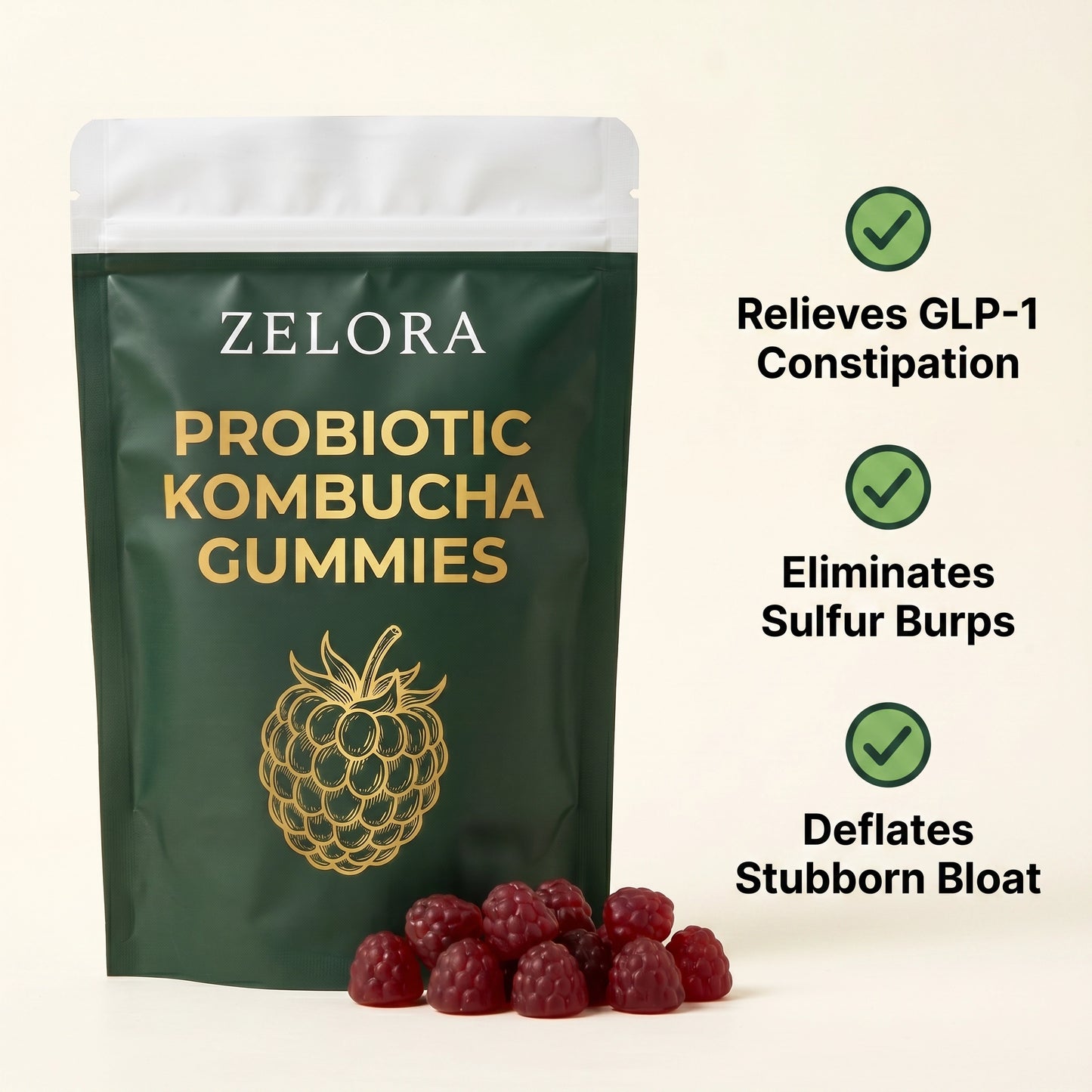 Zelora Kombucha Probiotic Gummies